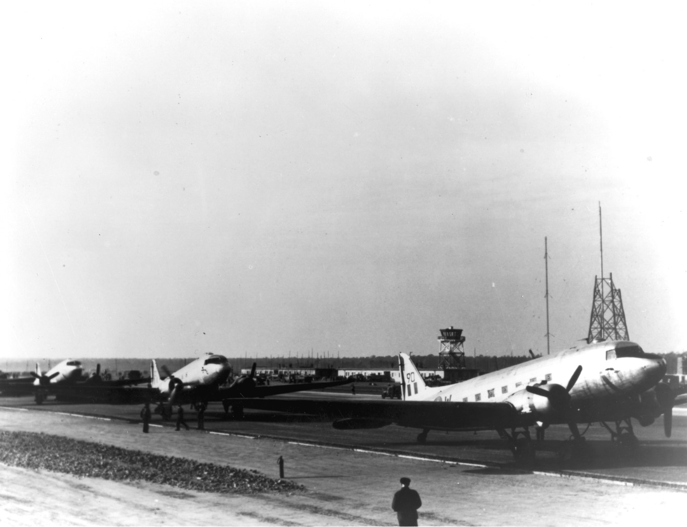 Royal Air Force C-47's being unloaded in the early days of Tegel. 